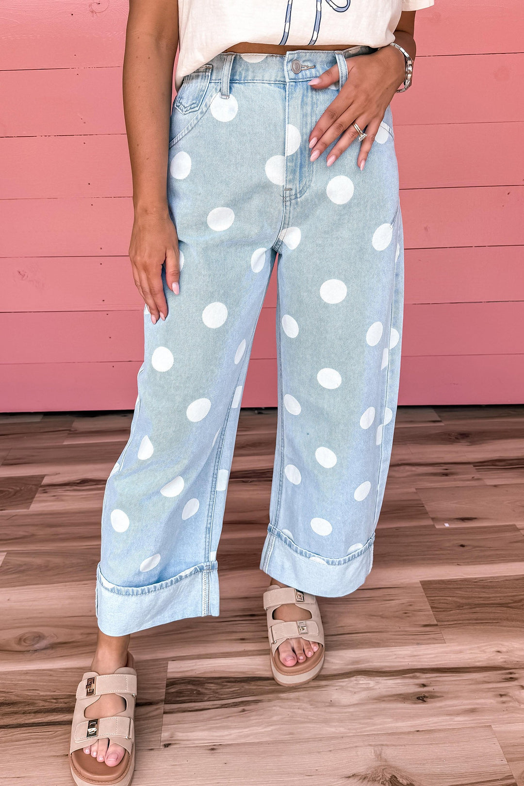 Casual Polka Dot Ankle-length Regular Jeans