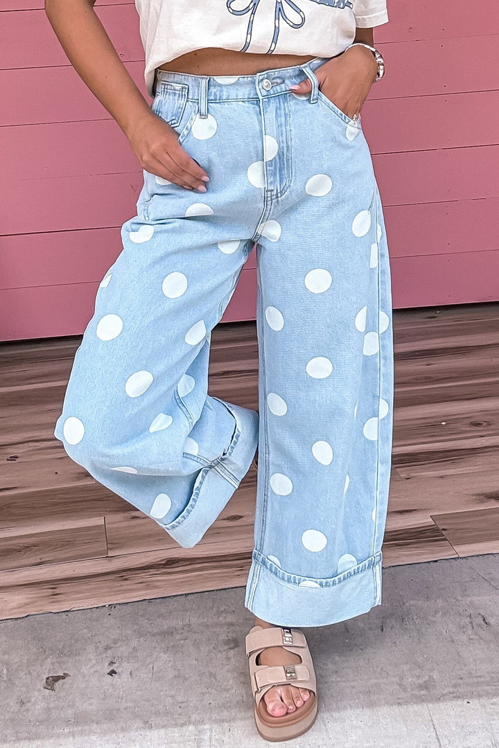 Casual Polka Dot Ankle-length Regular Jeans