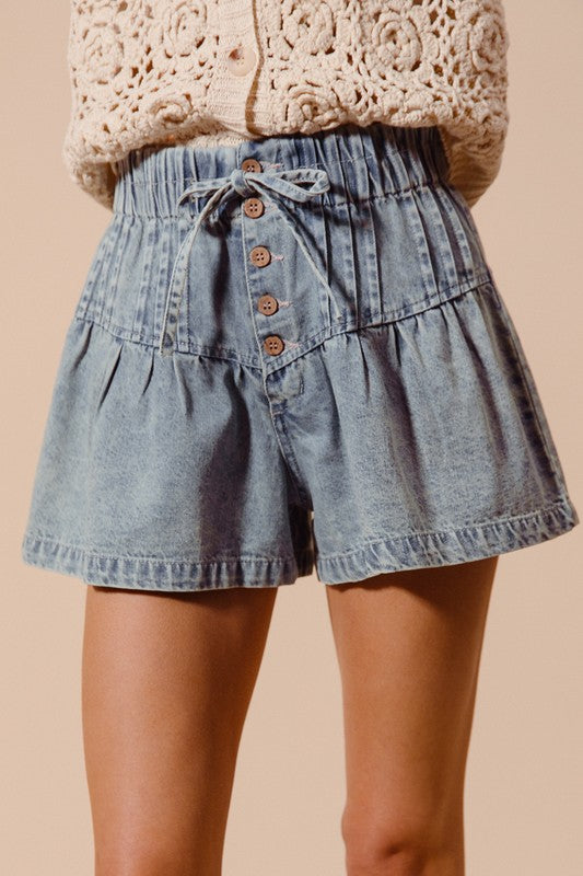 Flared Denim Shorts