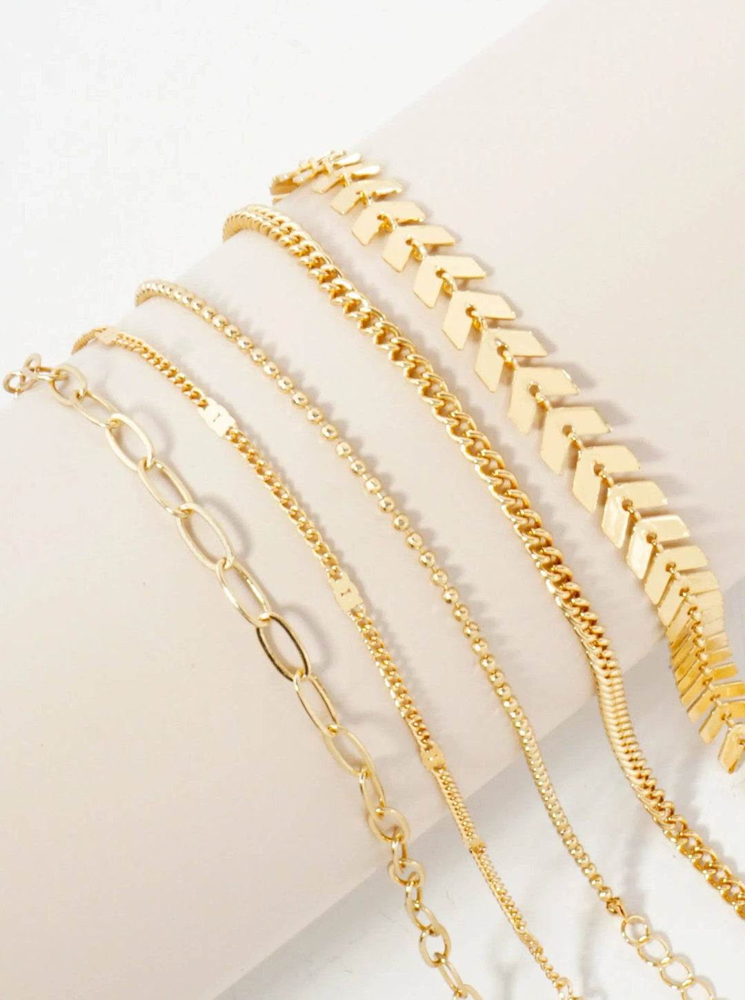 5-Piece Layered Stackable Chain Bracelet Set AB1517