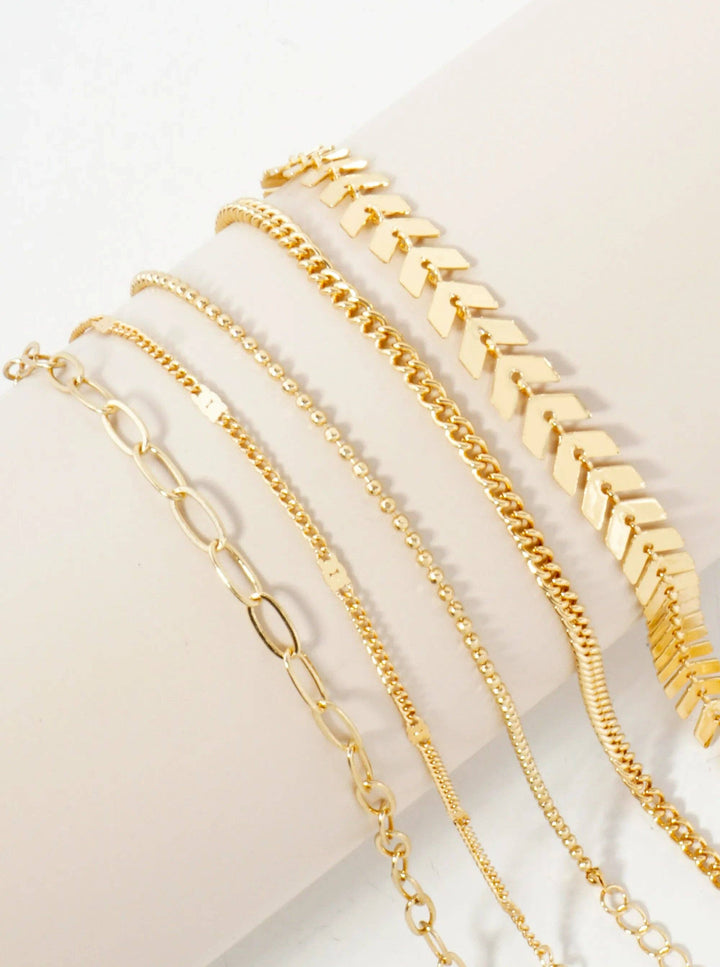 5-Piece Layered Stackable Chain Bracelet Set AB1517