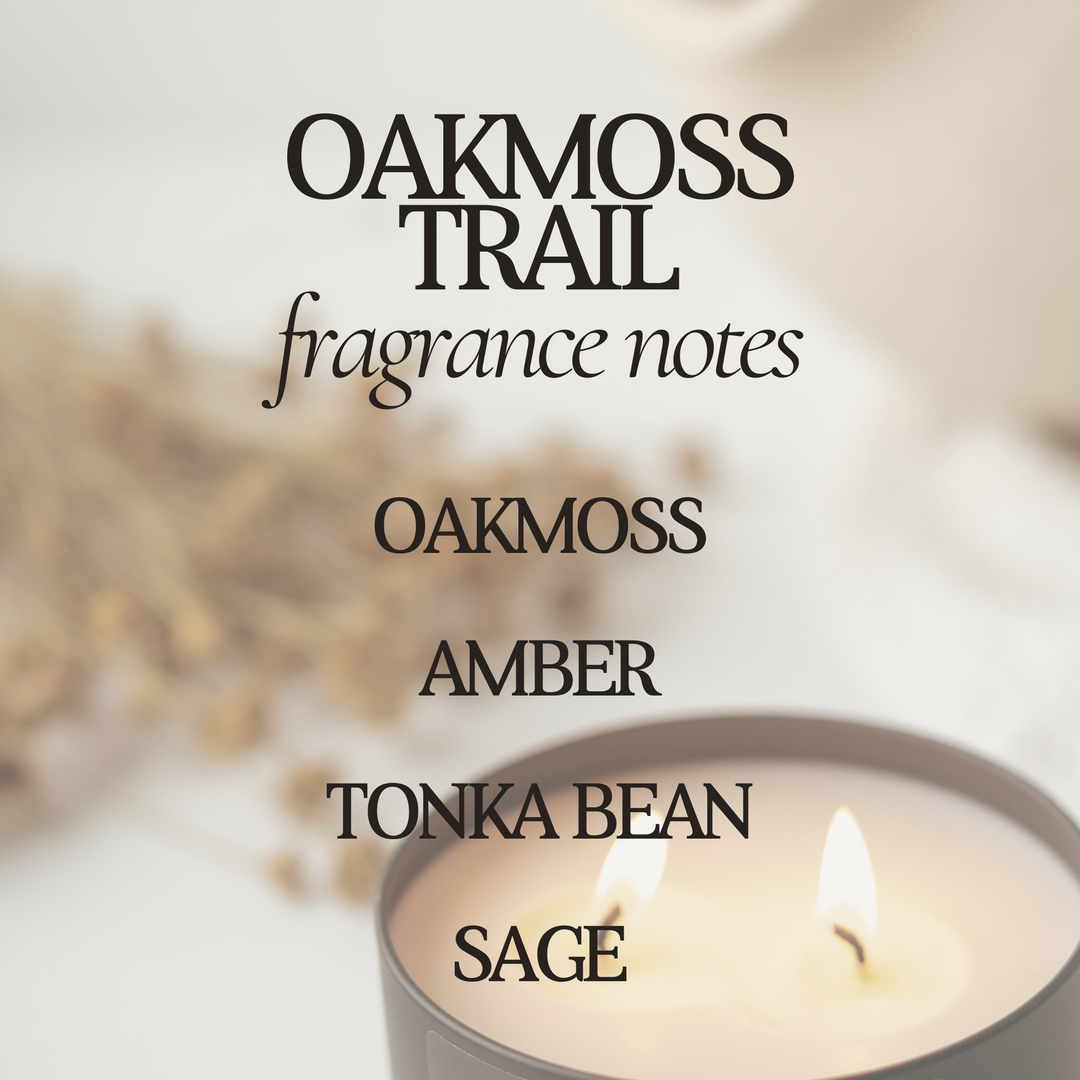 Oakmoss Trail Earthy Soy Candle - 12 oz Double Wick - Black