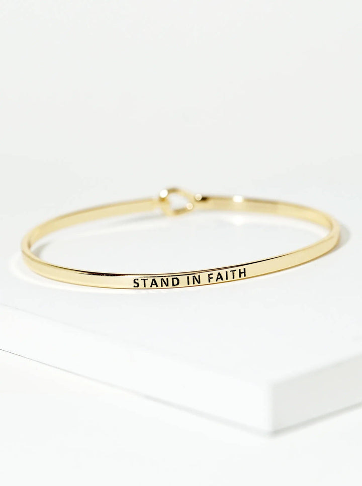 Stand In Faith Engraved Inspirational Bangle Bracelet