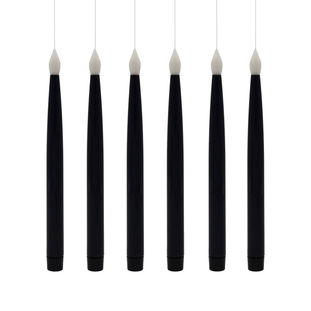Battery Operated Hanging Black Taper Candles - Set of 6