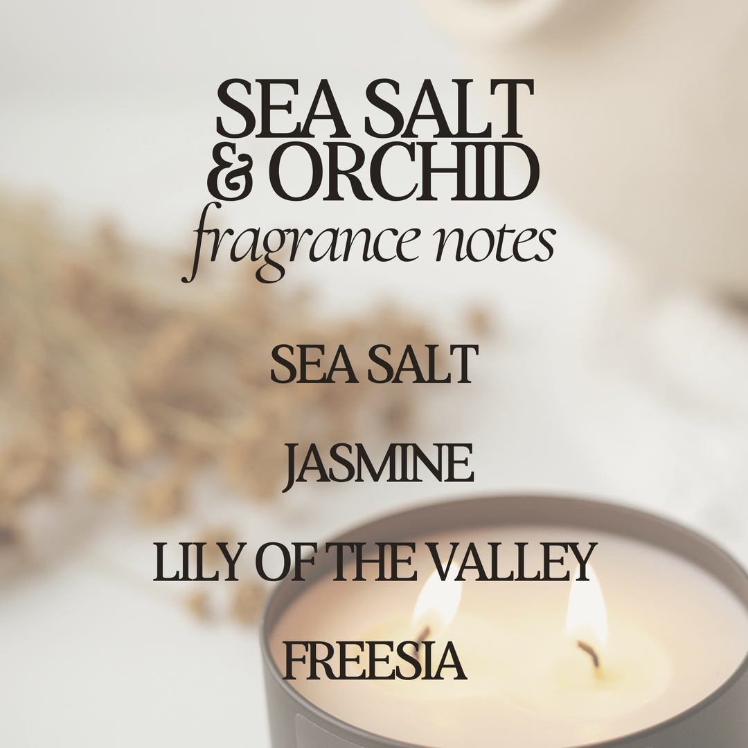 Sea Salt & Orchid Soy Candle - 12 oz Double Wick - Black