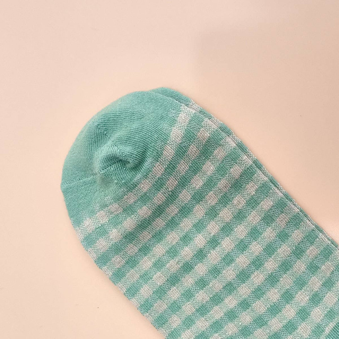 CHECK PLAID PATTERN RUFFLE CREW SOCKS FOR WOMENS_CWMS065