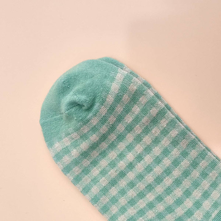 CHECK PLAID PATTERN RUFFLE CREW SOCKS FOR WOMENS_CWMS065