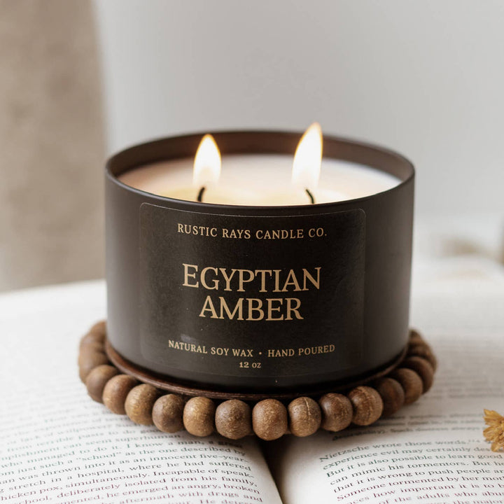 Egyptian Amber Soy Candle - 12 oz Double Wick - Black