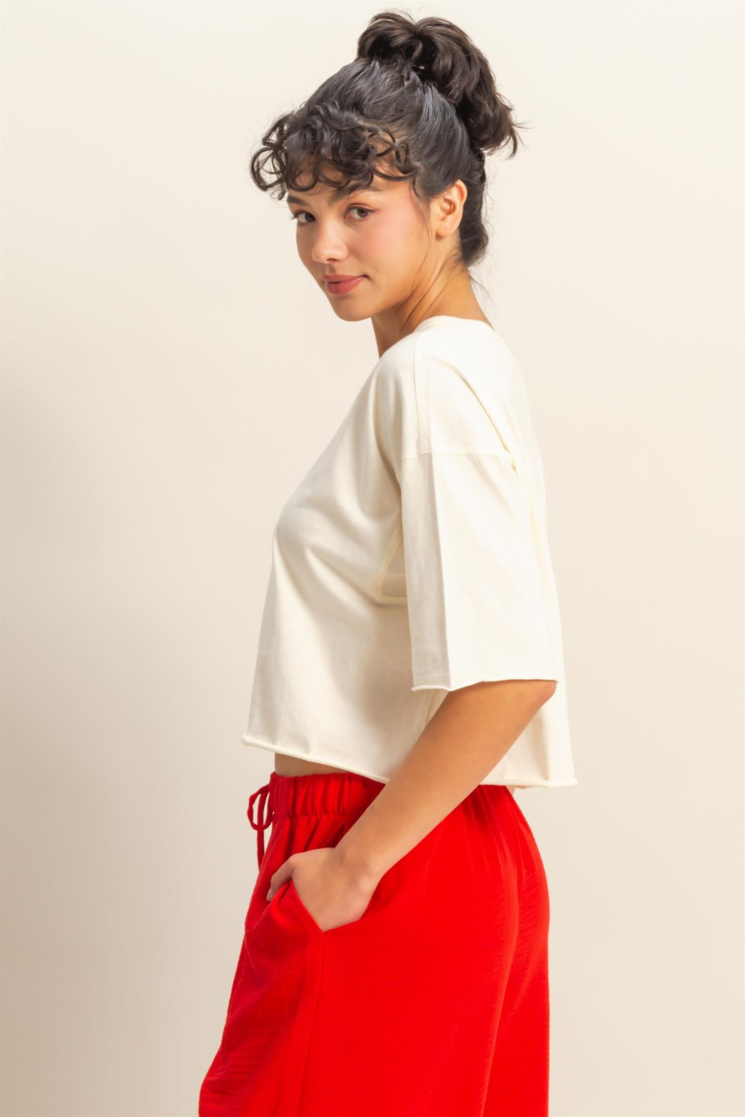 Drop Shoulder Crew Neck Wide Fit Tee