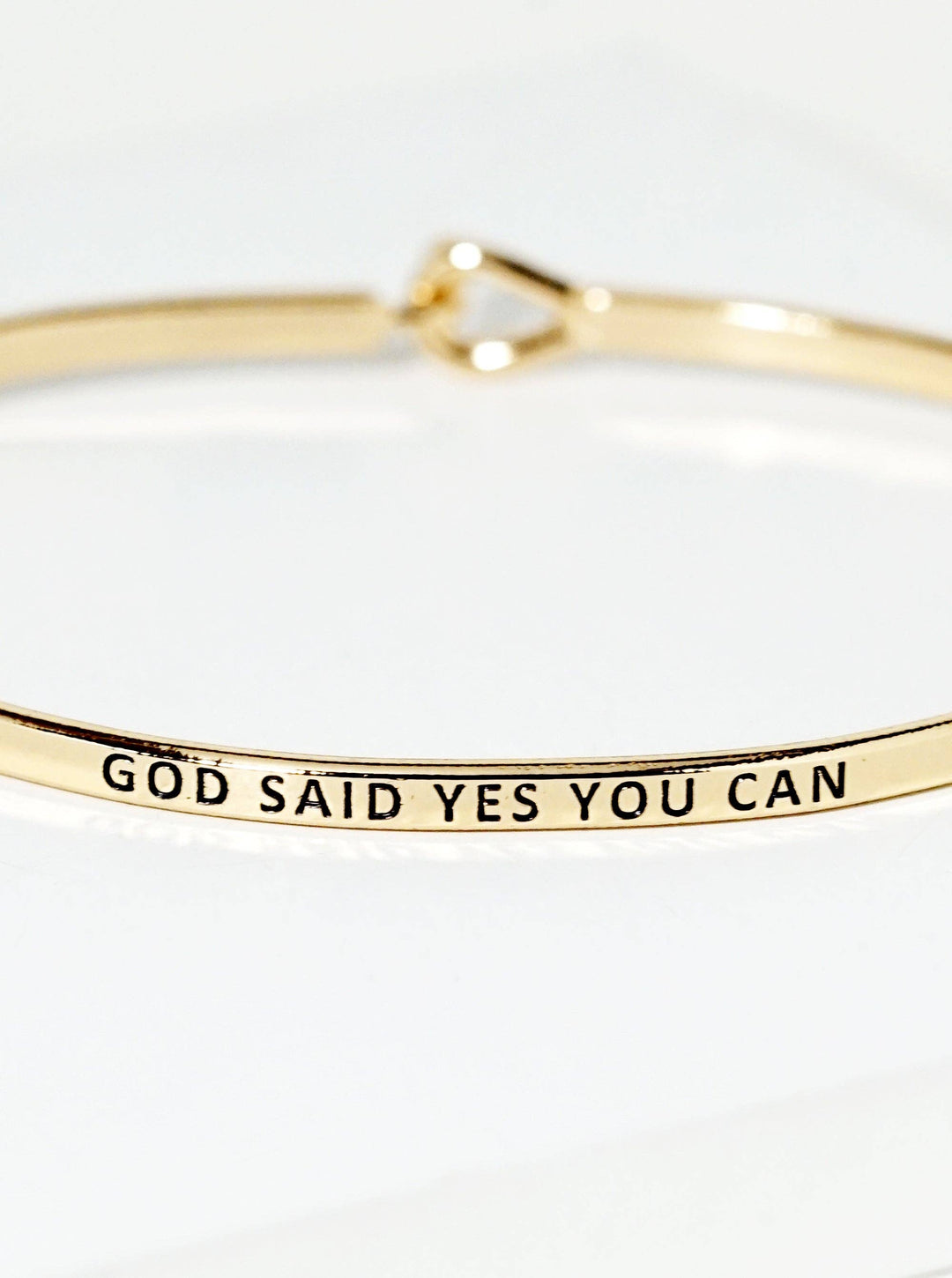 God Said Yes You Can Engraved Inspirational Bangle Bracelet