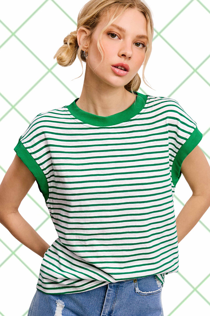 Cap Sleeve Striped Top