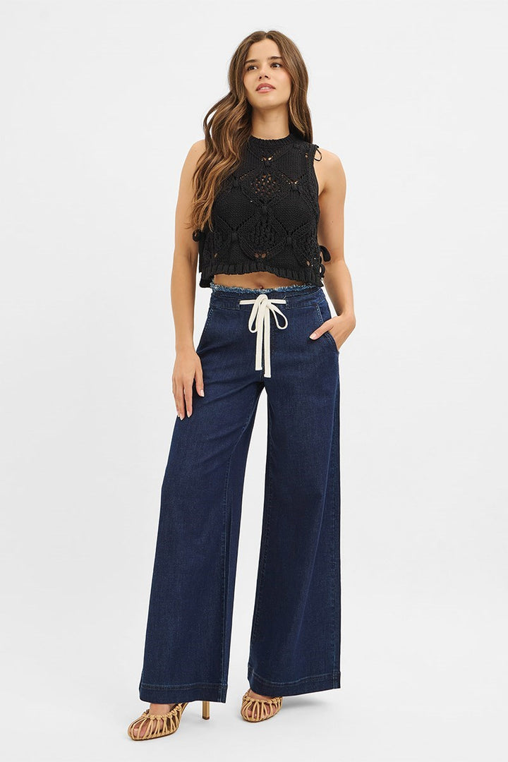 RISEN MID RISE FIT WIDE LEG PANTS