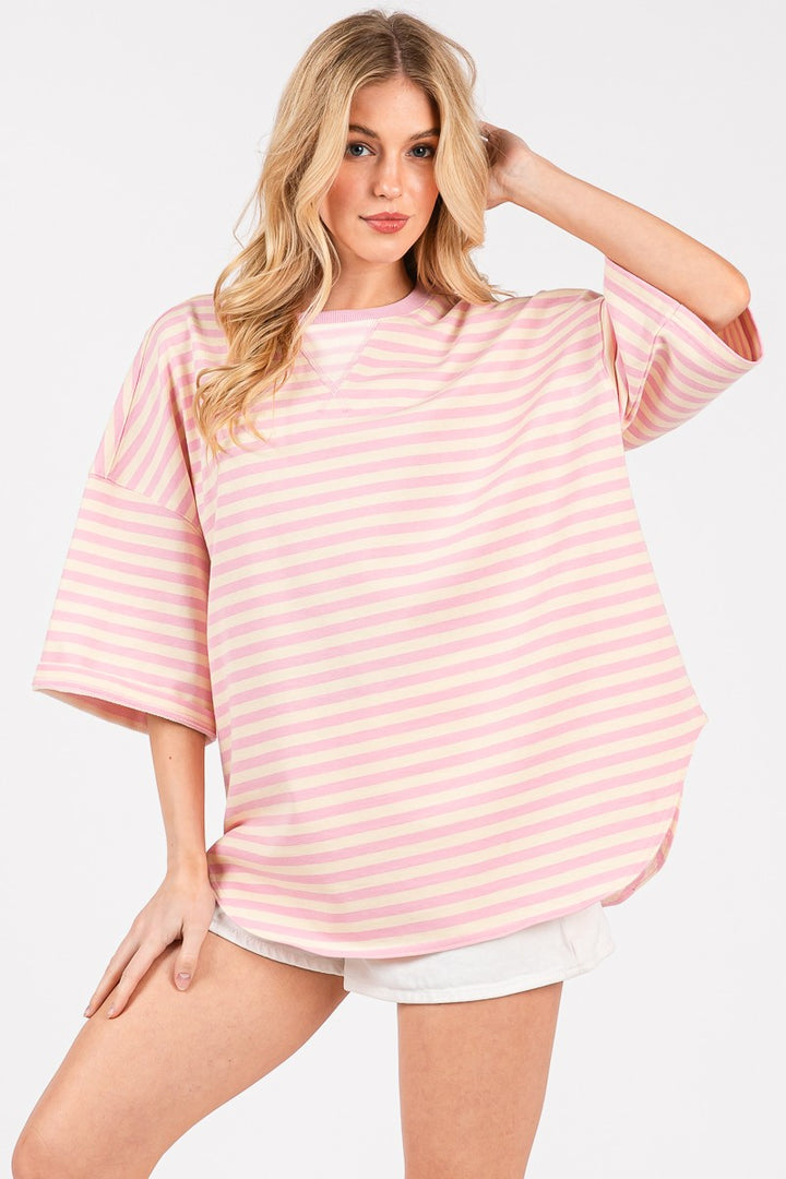 Striped Oversized Short Sleeve Top