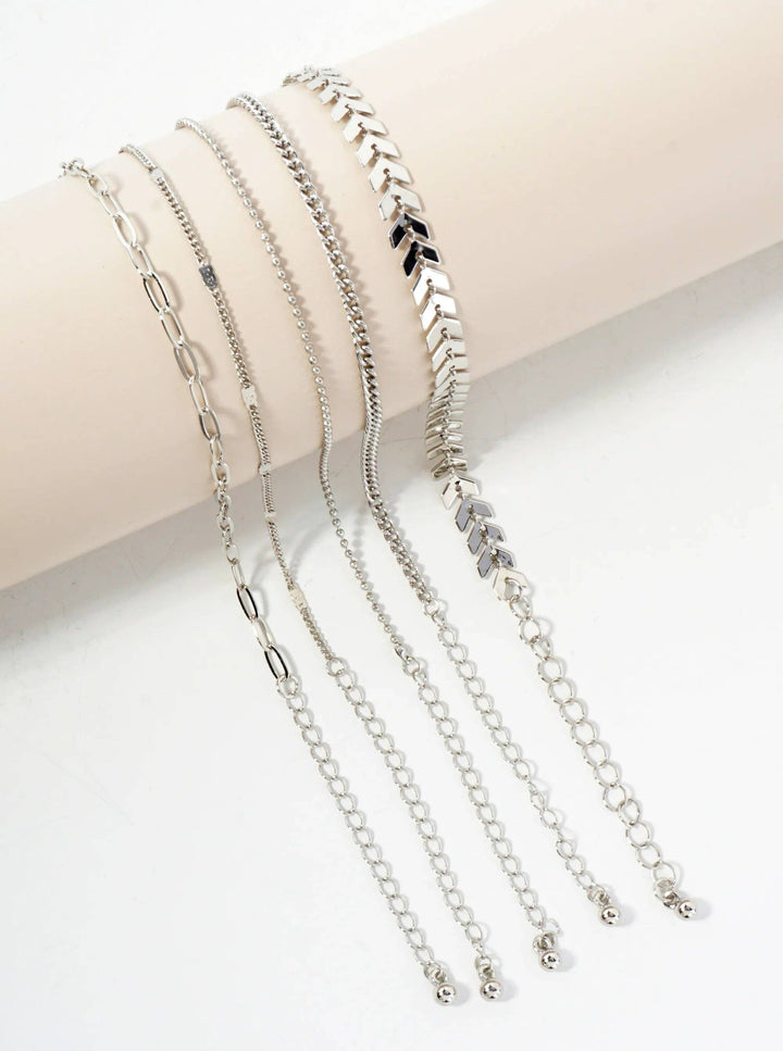 5-Piece Layered Stackable Chain Bracelet Set AB1517