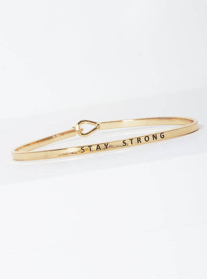 Stay Strong Engraved Inspirational Bangle Bracelet