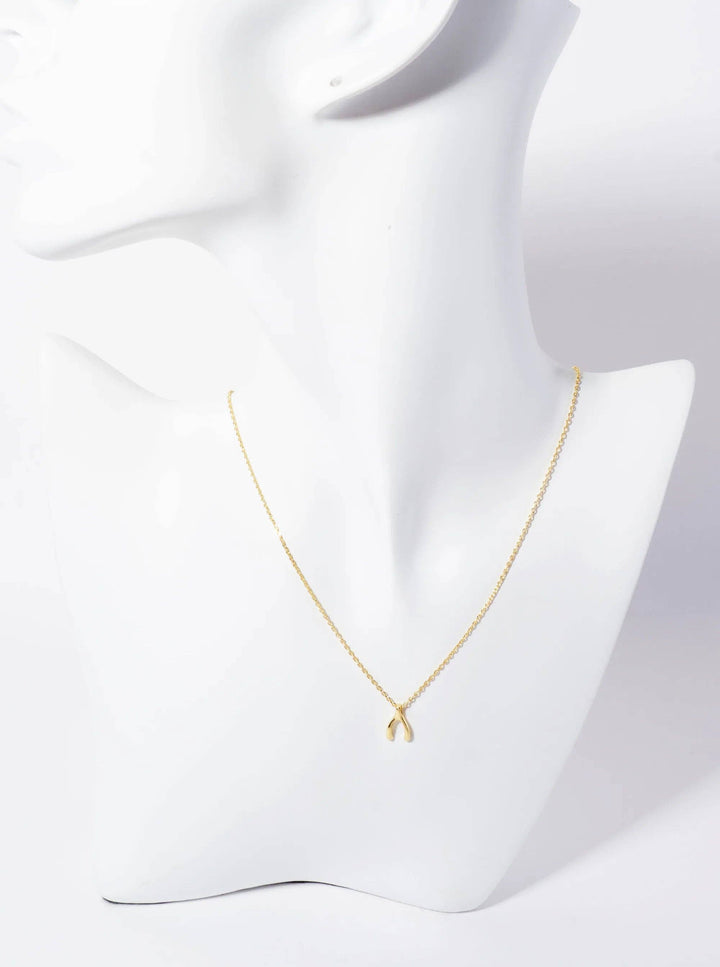 18K Gold-Dipped Wishbone Pendant Necklace