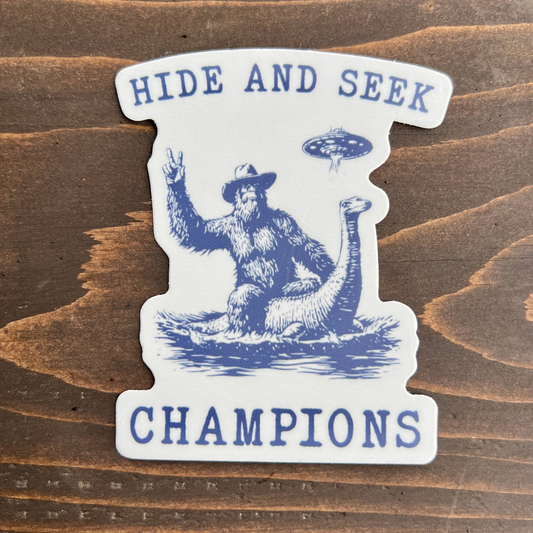 Hide and Seek Champion Sasquatch Riding Nessie Sticker 92