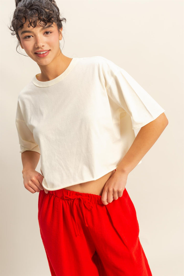 Drop Shoulder Crew Neck Wide Fit Tee