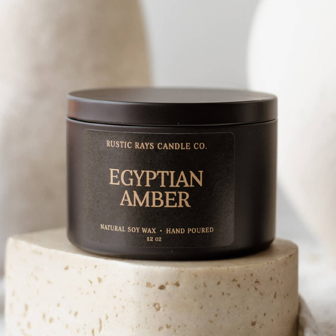 Egyptian Amber Soy Candle - 12 oz Double Wick - Black