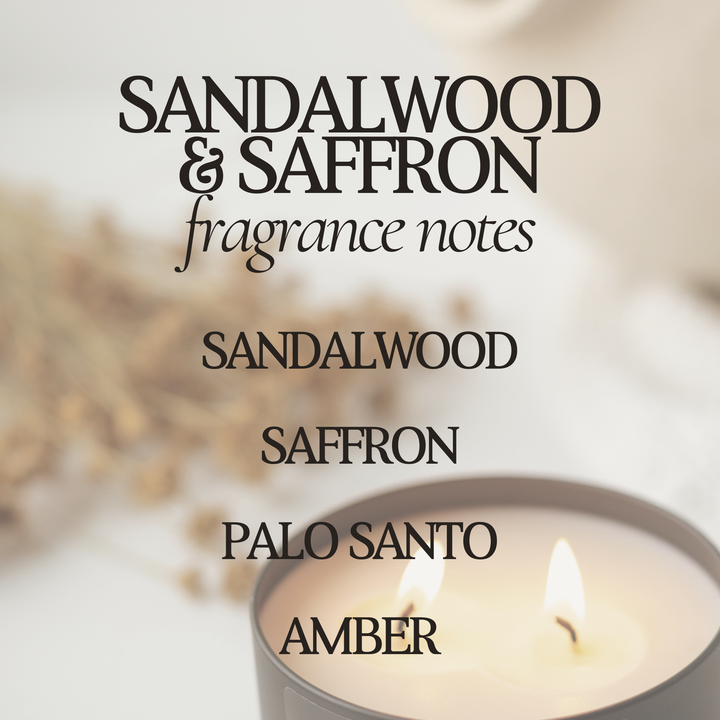Sandalwood & Saffron Soy Candle - 12 oz Double Wick - Black