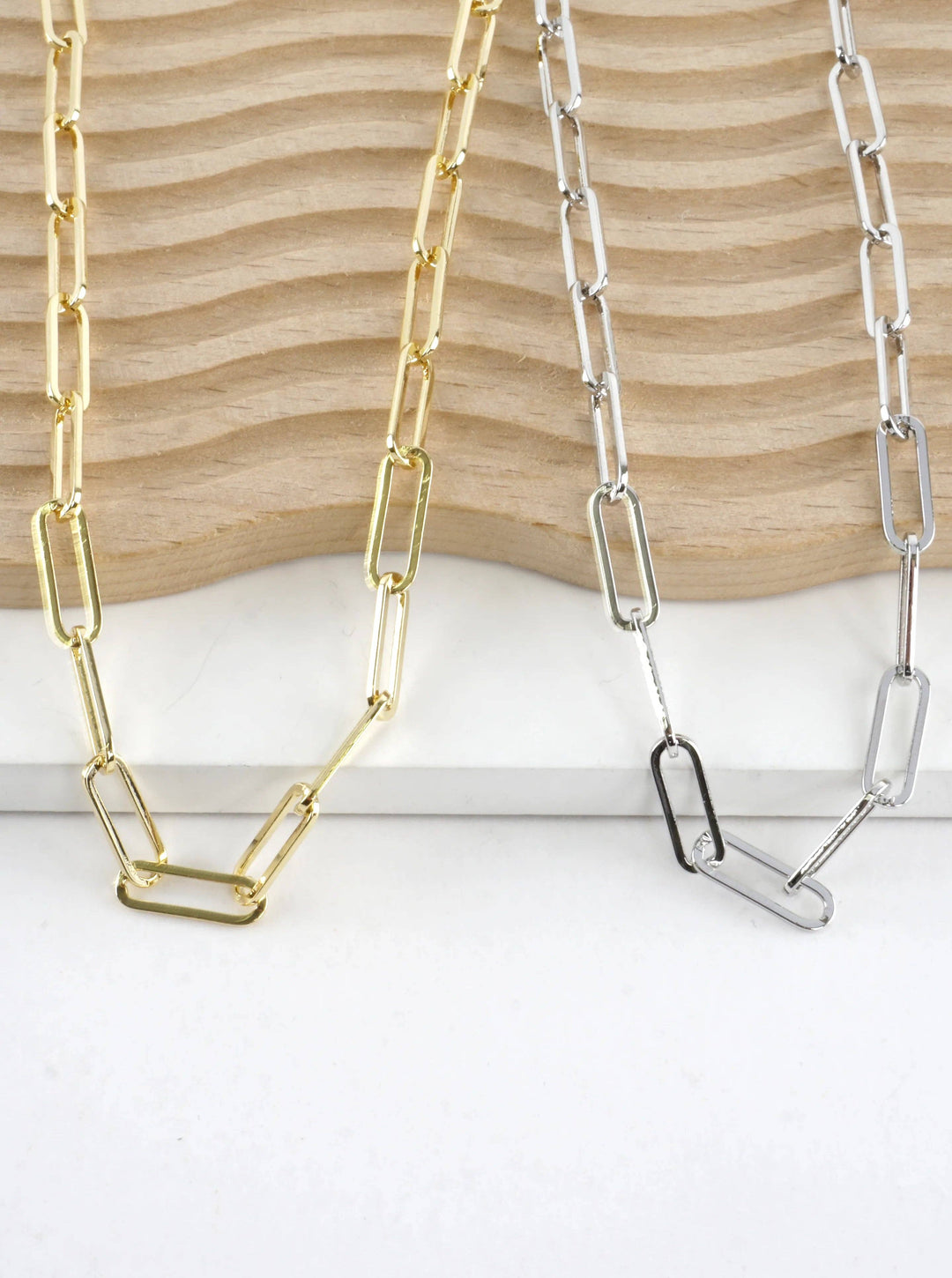16 Inch Polished Brass Paperclip Chain Necklace