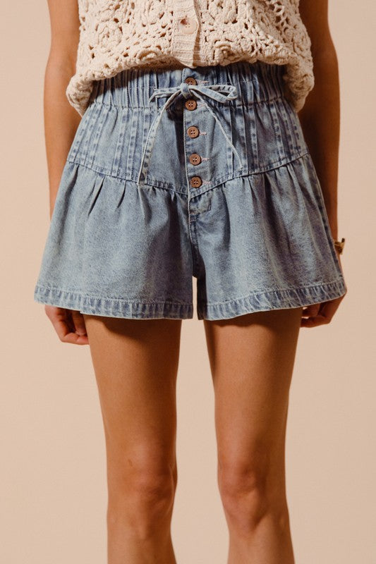 Flared Denim Shorts