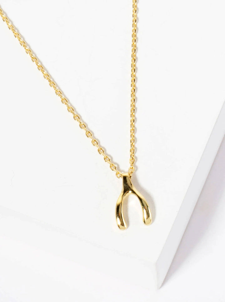 18K Gold-Dipped Wishbone Pendant Necklace