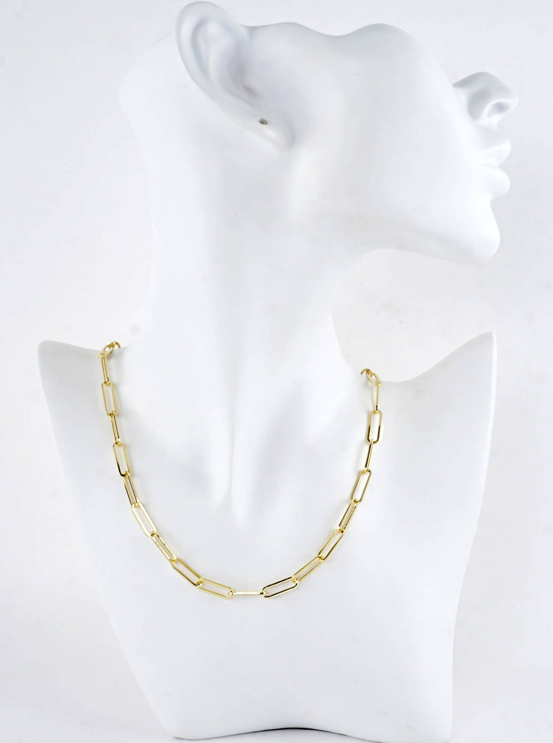 16 Inch Polished Brass Paperclip Chain Necklace