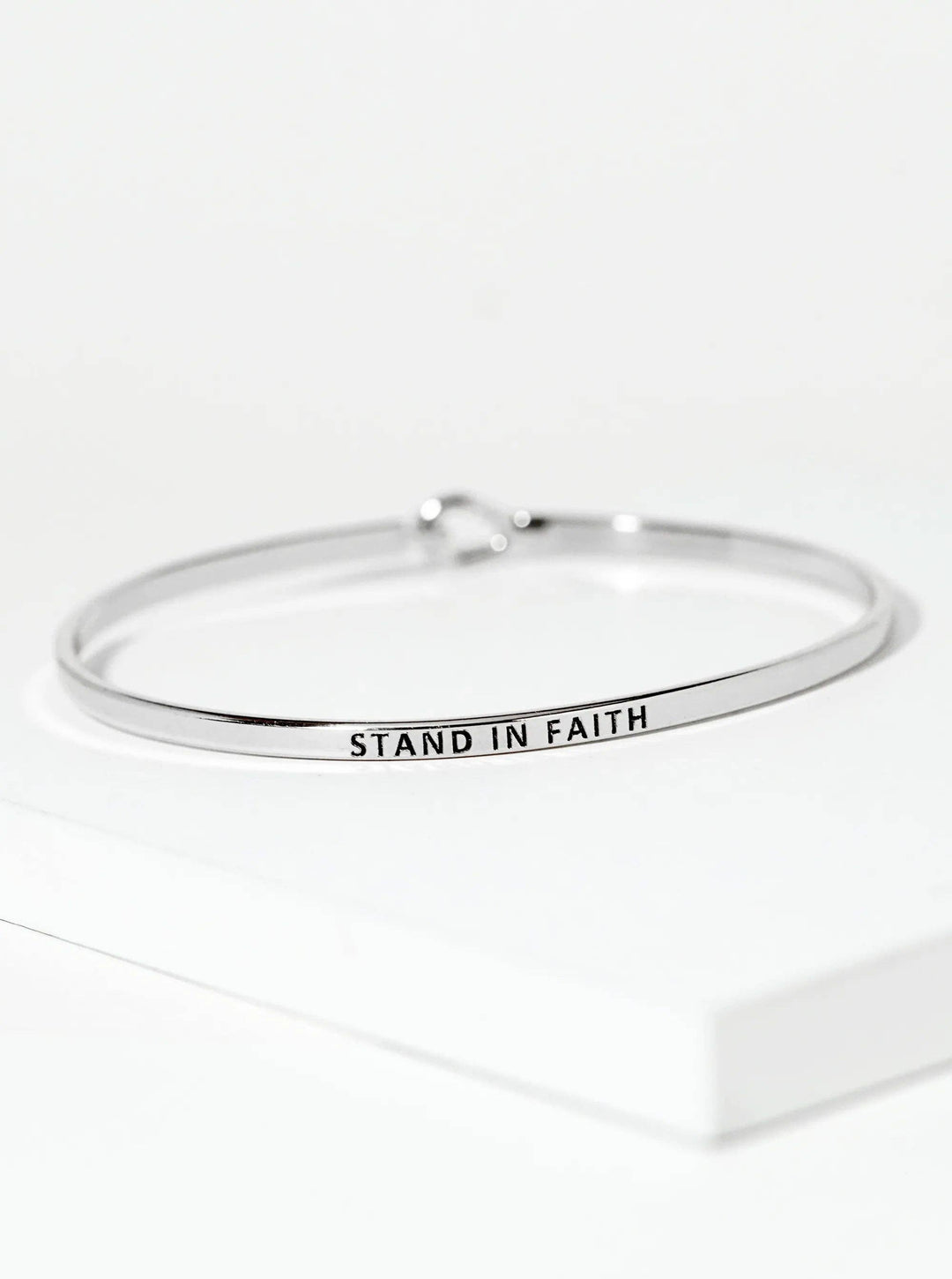 Stand In Faith Engraved Inspirational Bangle Bracelet