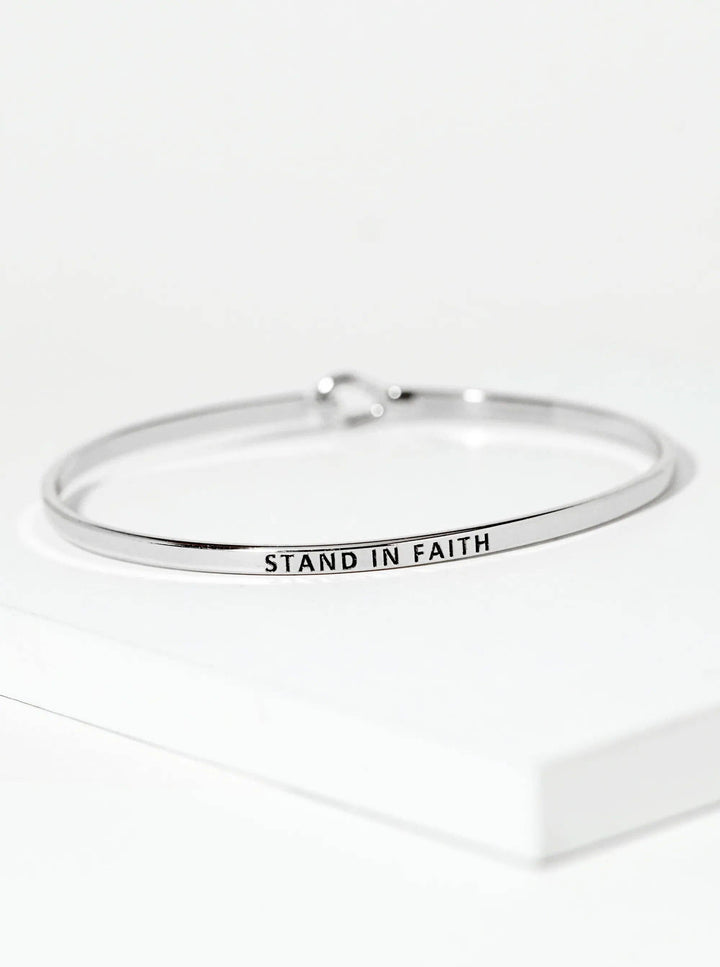 Stand In Faith Engraved Inspirational Bangle Bracelet